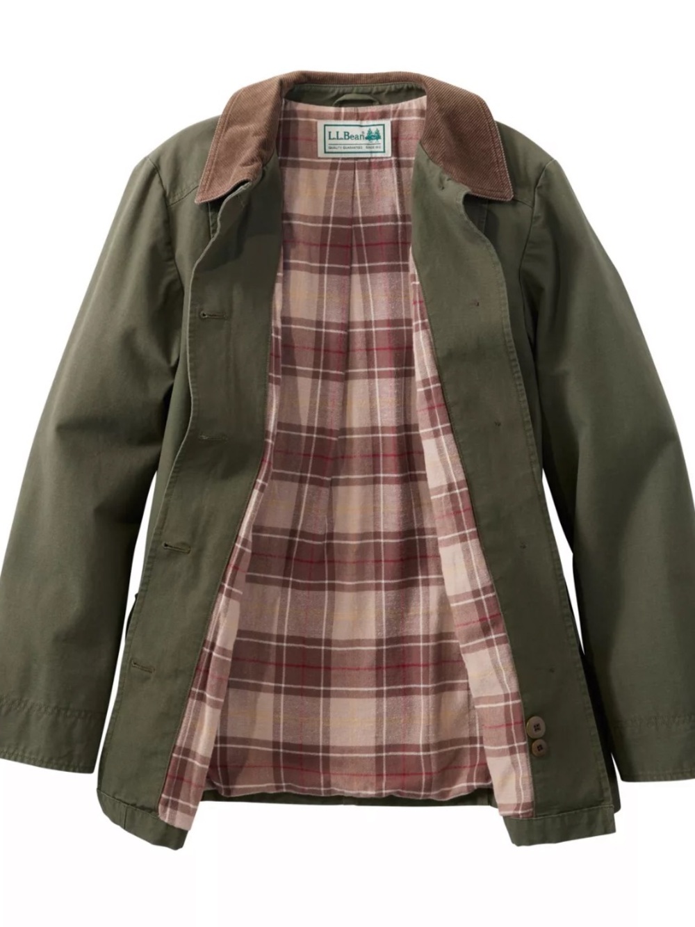 LL Bean M Women's Adirondack Barn Coat, Flannel-Lined Olive Green NWT Price Firm - Picture 2 of 16